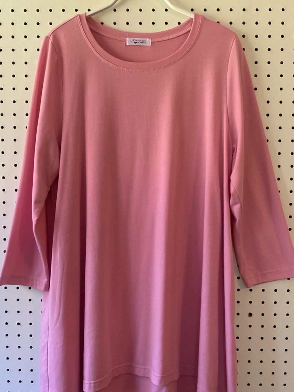 Mountain Mamas M Pink Long Sleeve Swing Tunic Three Quarter Sleeves Maternity